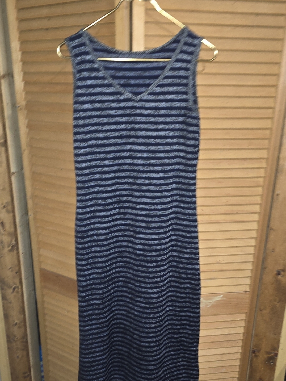 Striped Navy and Gray Sleeveless Maxi Dress Size L/XL